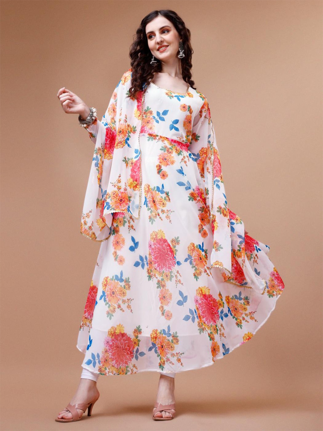 

Fashion2wear White Georgette A-Line Maxi Dress