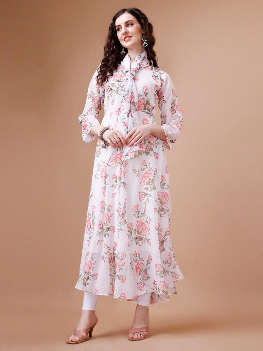 

Fashion2wear Pink Georgette A-Line Maxi Dress