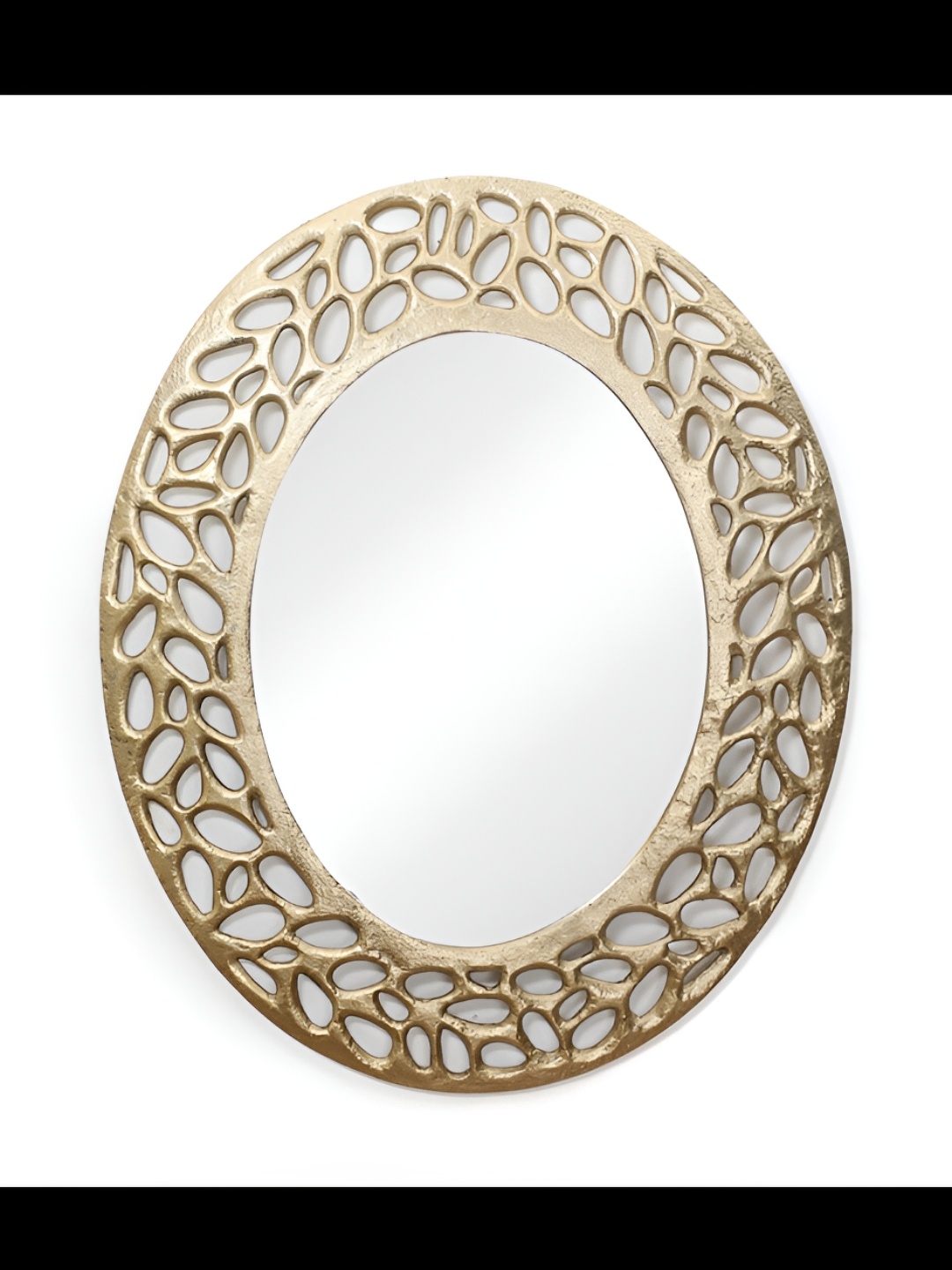 

Cocovey Homes Beige Textured Frame Round Wall Mirror