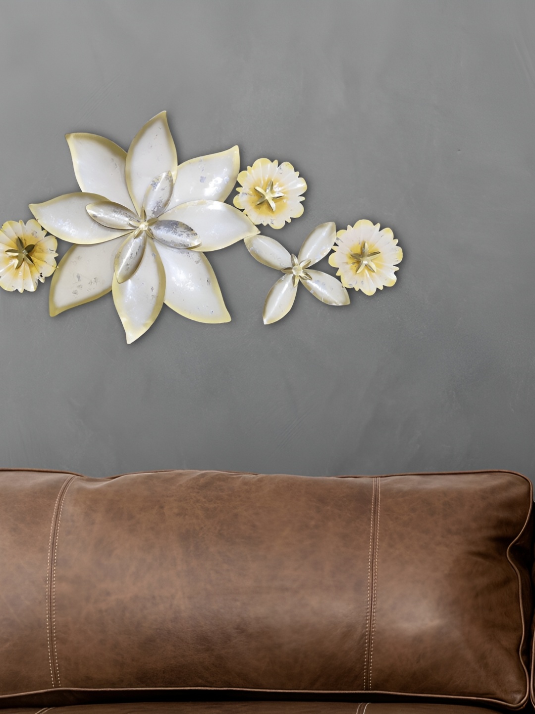 

Cocovey Homes Off White & Gold Toned Textured Metal Wall Decor