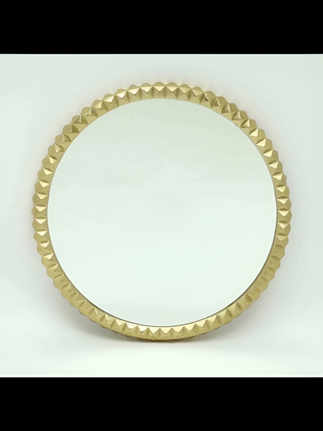 

Cocovey Homes Gold Toned Textured Stainless Steel Round Shaped Wall Mirror