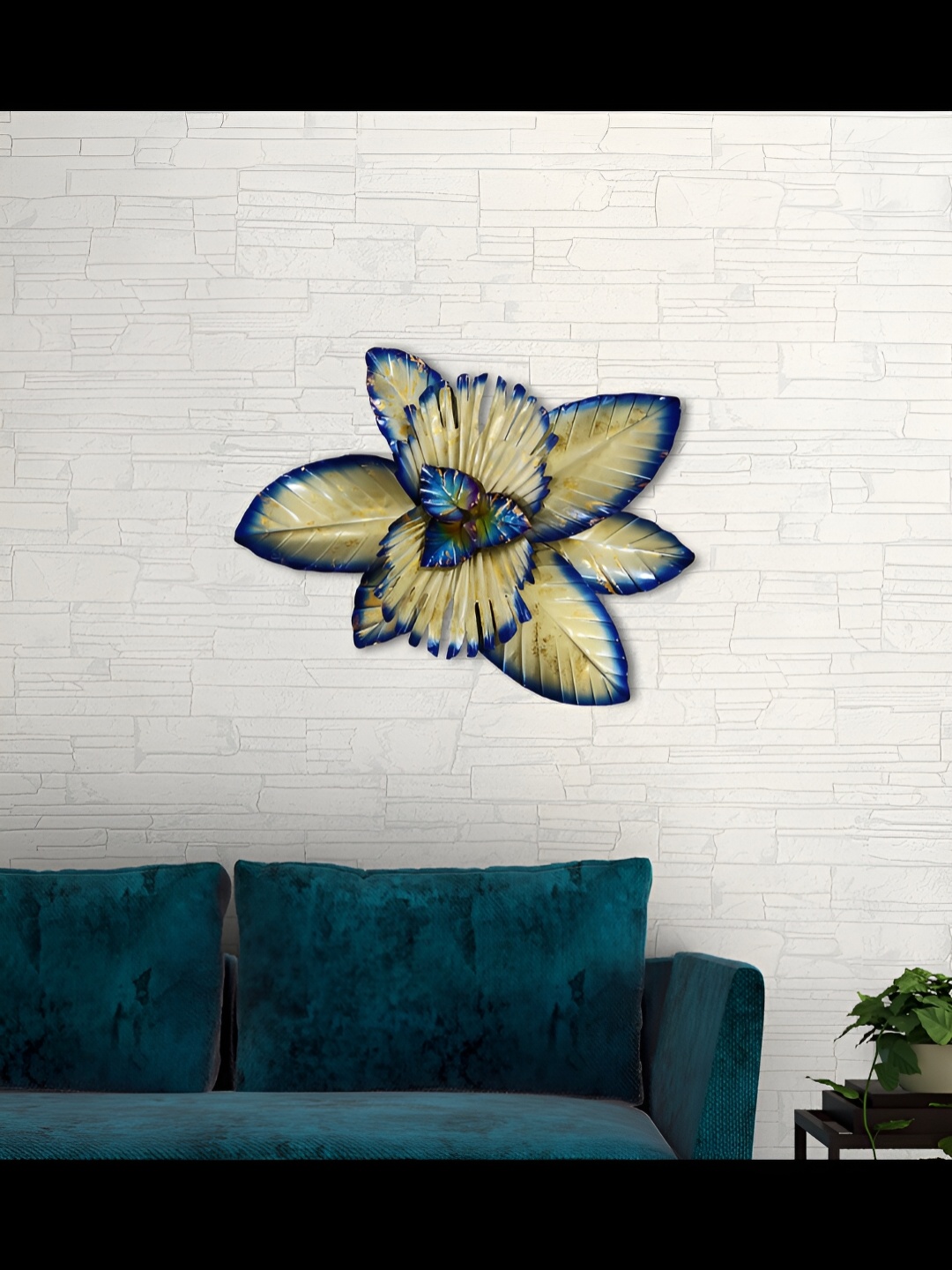 

Cocovey Homes Gold Toned & Blue Textured Metal Wall Decor