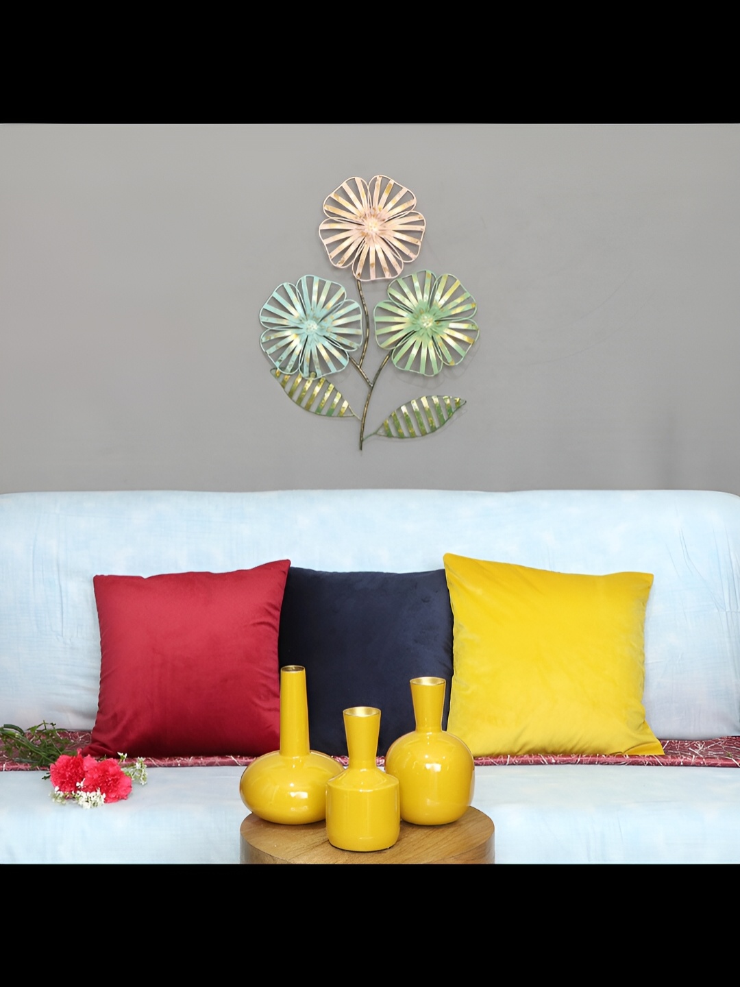 

Cocovey Homes Green & Peach Textured Metal Wall Decor