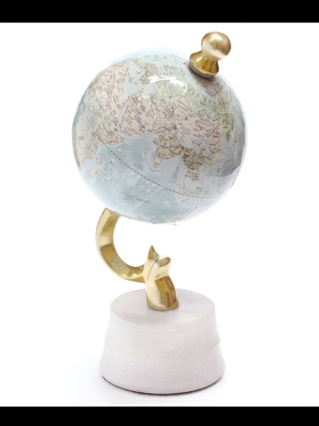 

Cocovey Homes Gold-Toned & Blue Printed Globe Metal Showpiece