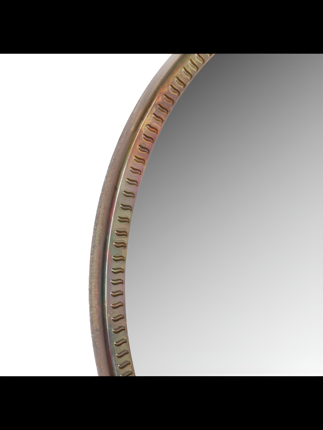 

Cocovey Homes Carved Brown & Grey Textured Brass Round Wall Mirror