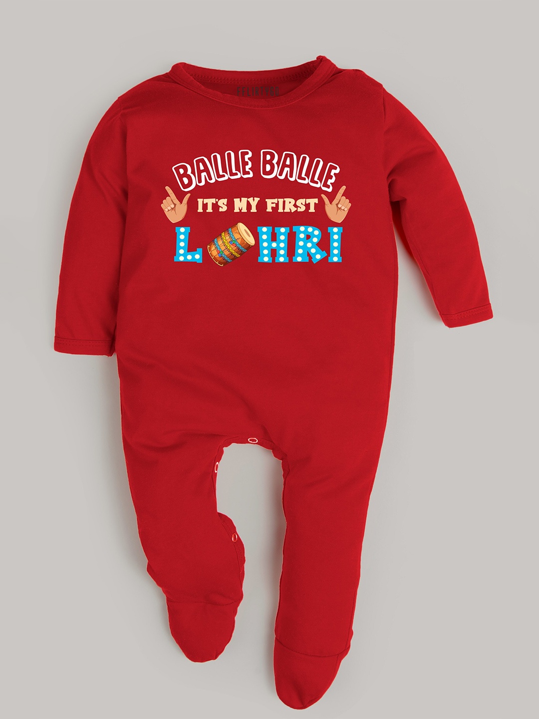 

FFLIRTYGO Kids Typography Printed Pure Cotton Sleepsuit, Red