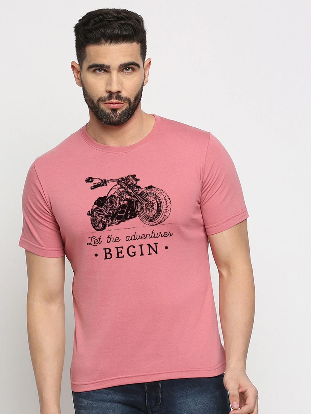 

MOD ECRU Unisex Typography Printed Pure Cotton T-shirt, Pink