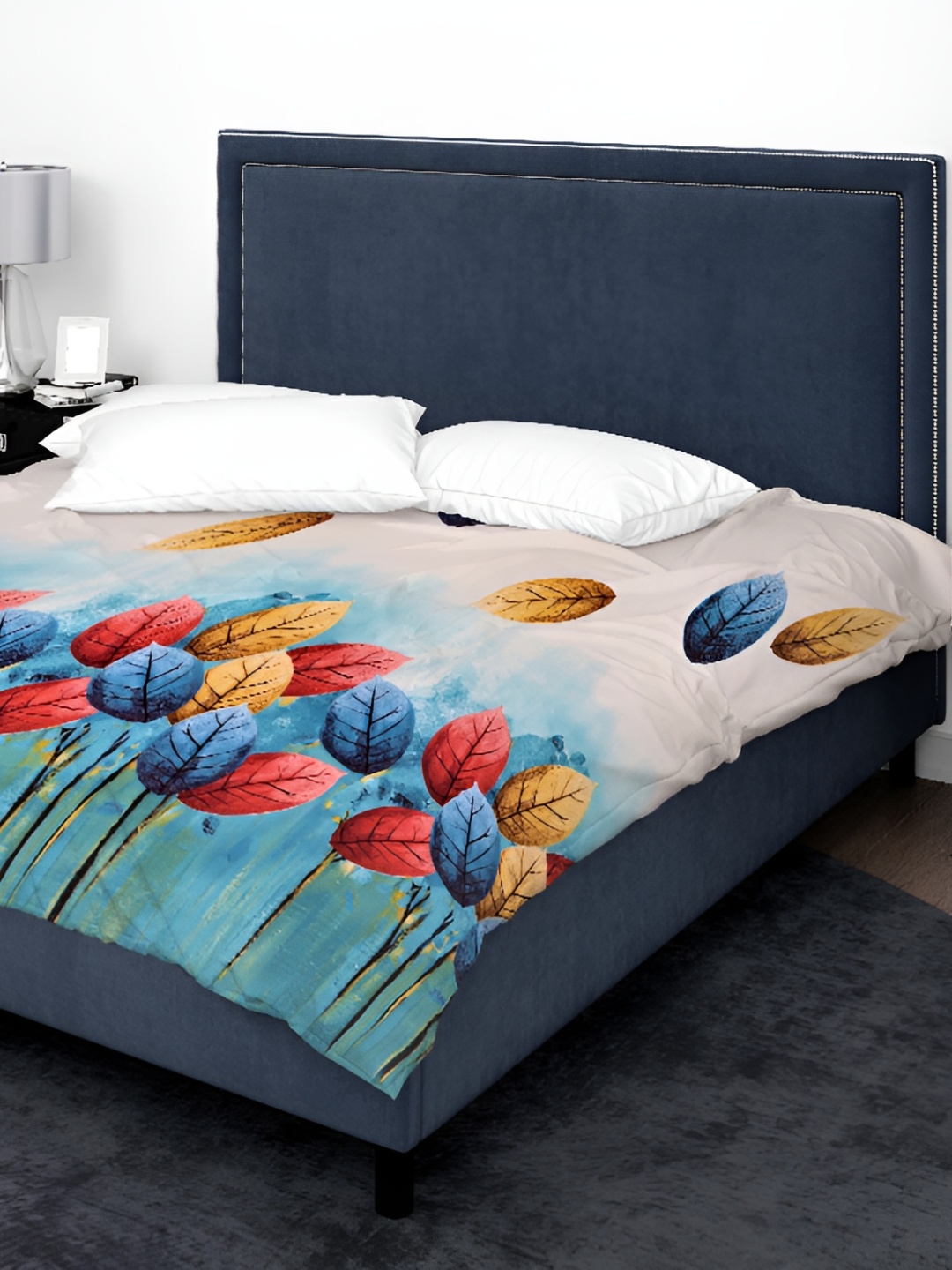 

RD TREND Beige & Blue Mild Winter 210 GSM Cotton Abstract Double Bed Comforter