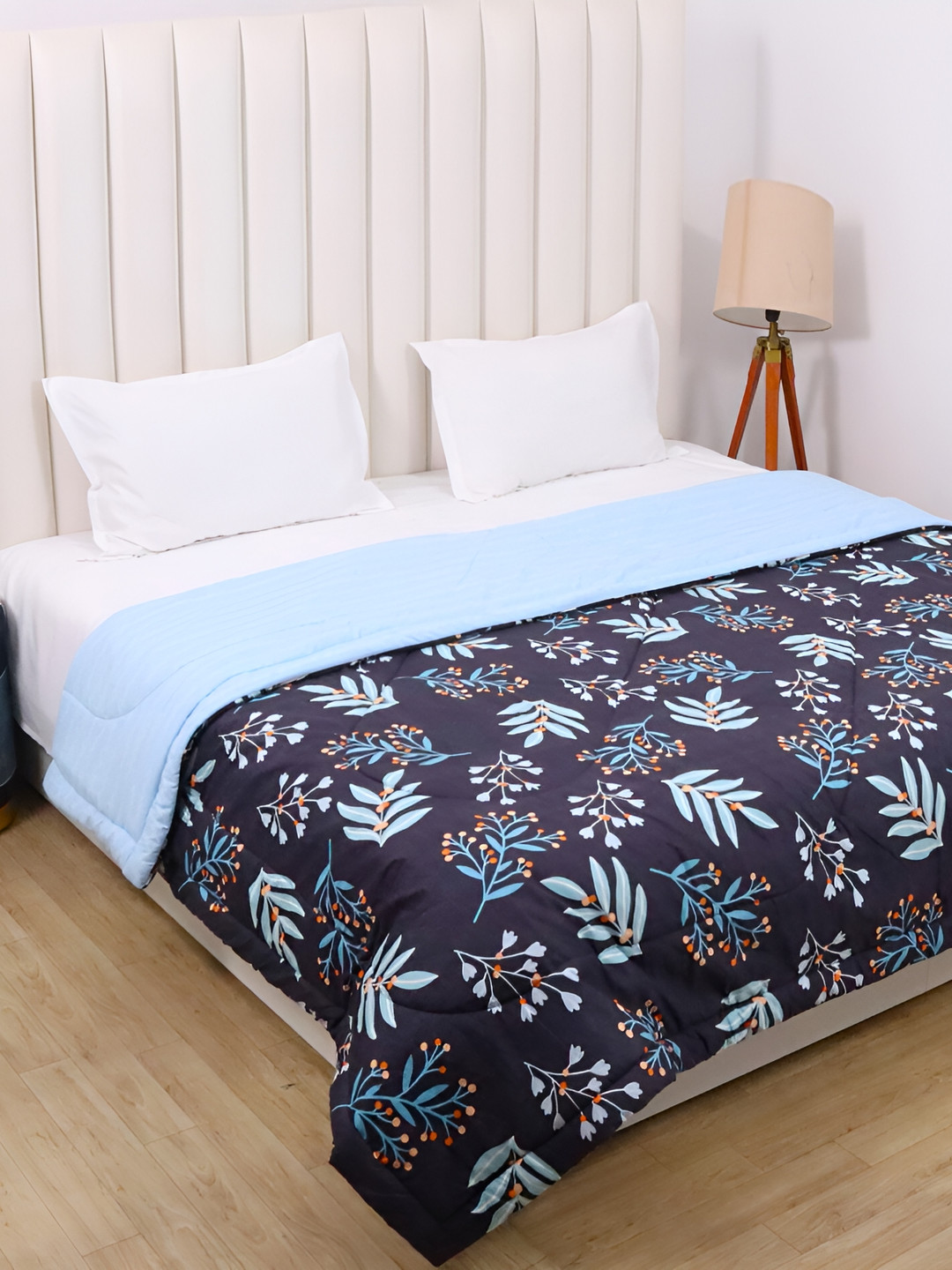 

RD TREND Navy Blue Mild Winter 210 GSM Cotton Floral Double King Bed Comforter