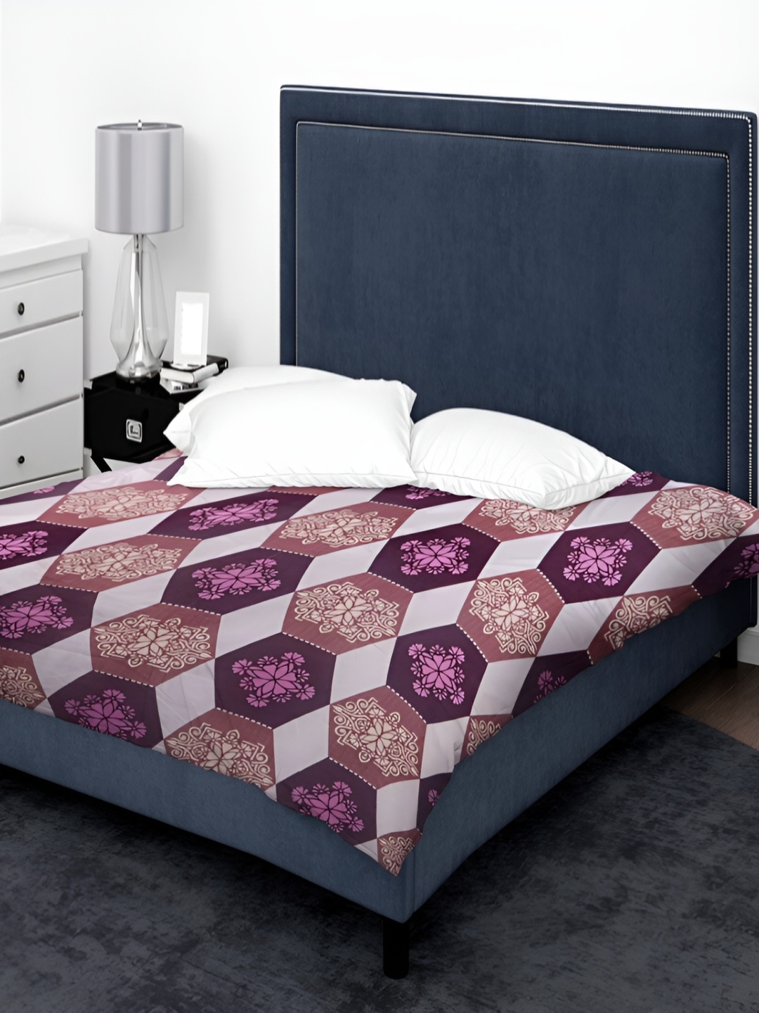 

RD TREND Purple & Brown Mild Winter 210 GSM Geometric Cotton Double King Bed Comforter