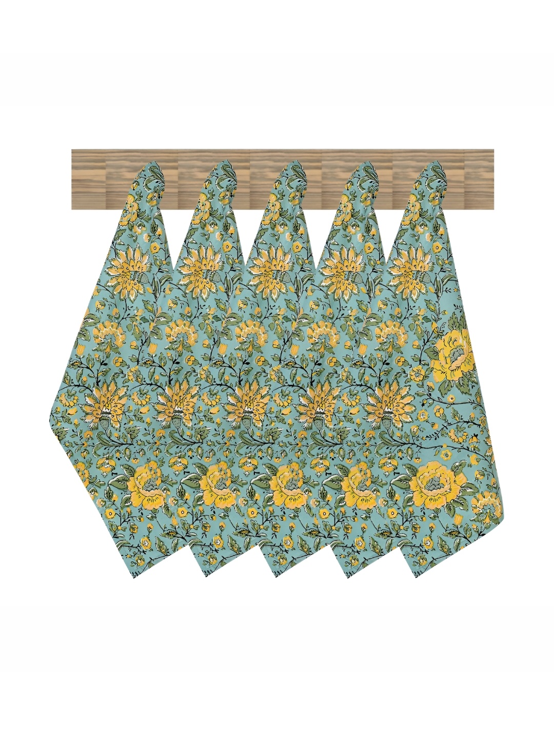 

Texstylers Yellow & Blue 5 Pieces Floral Printed Pure Cotton Kitchen Towels