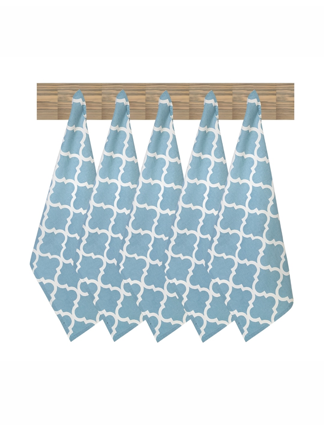 

Texstylers Blue & White 5 Pieces Geometric Printed Pure Cotton Kitchen Towels