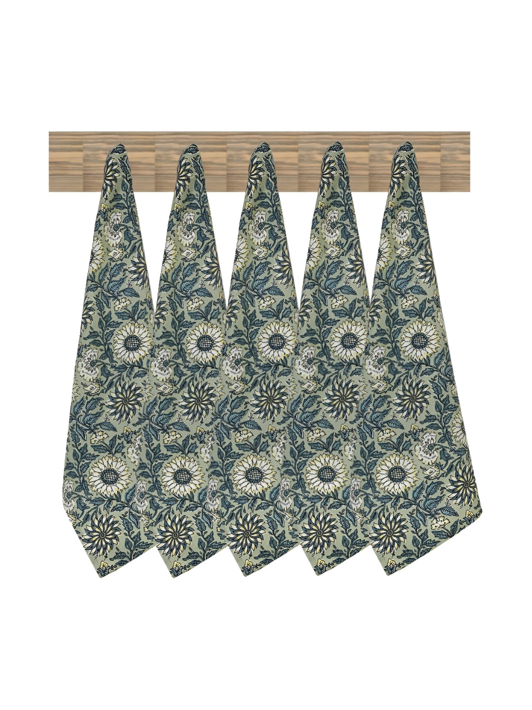 

Texstylers Green & Blue 5 Pcs Floral Printed Pure Cotton Kitchen Towels