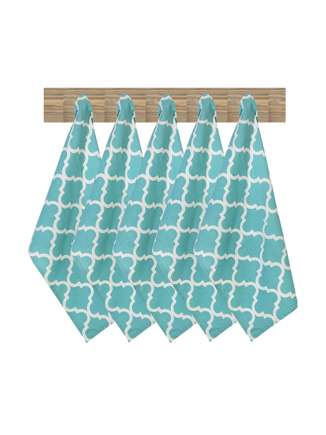 

Texstylers Blue & White 5 Pcs Moroccan Printed Pure Cotton Kitchen Towels
