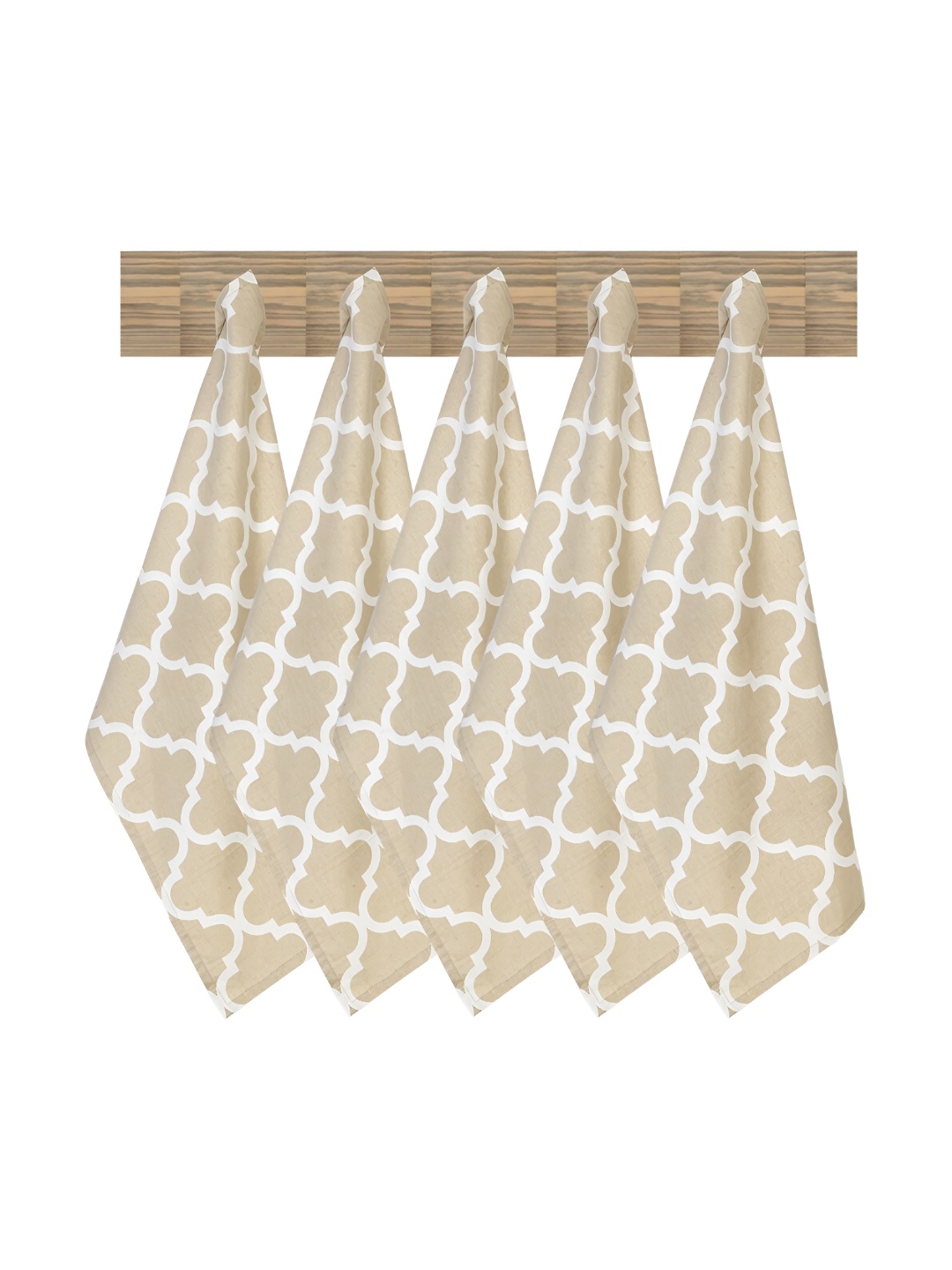 

Texstylers Beige & White 5 Pieces Geometric Printed Cotton Kitchen Towels