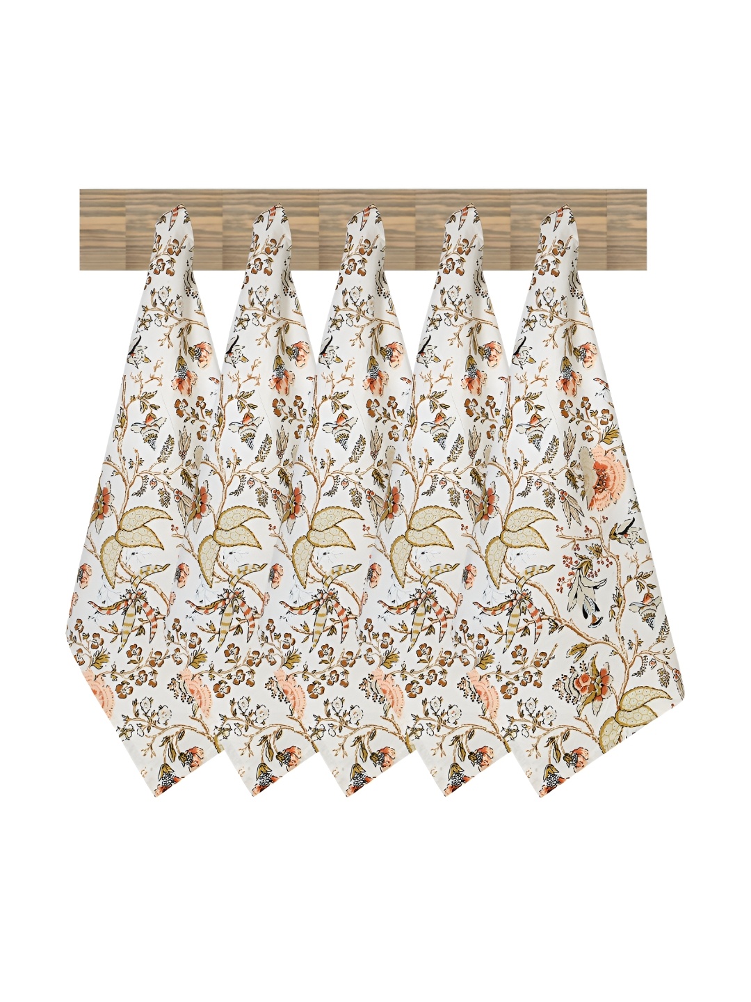 

Texstylers Orange & Beige 5 Pcs Floral Printed Pure Cotton Kitchen Towels
