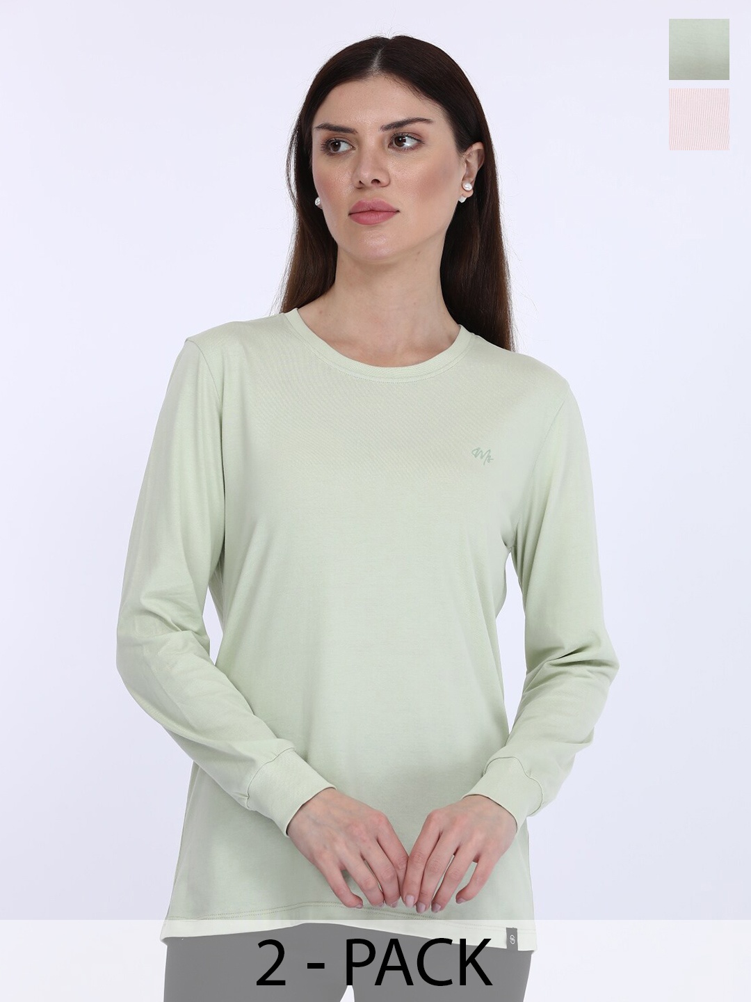 

MAYSIXTY Pack Of 2 Cotton Relaxed Fit T-shirt, Green
