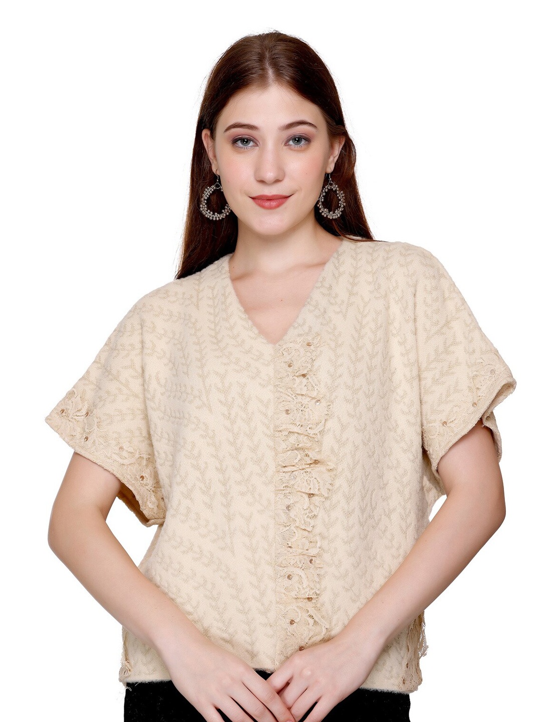 

Elthia Silver-Toned Cotton Crop Top