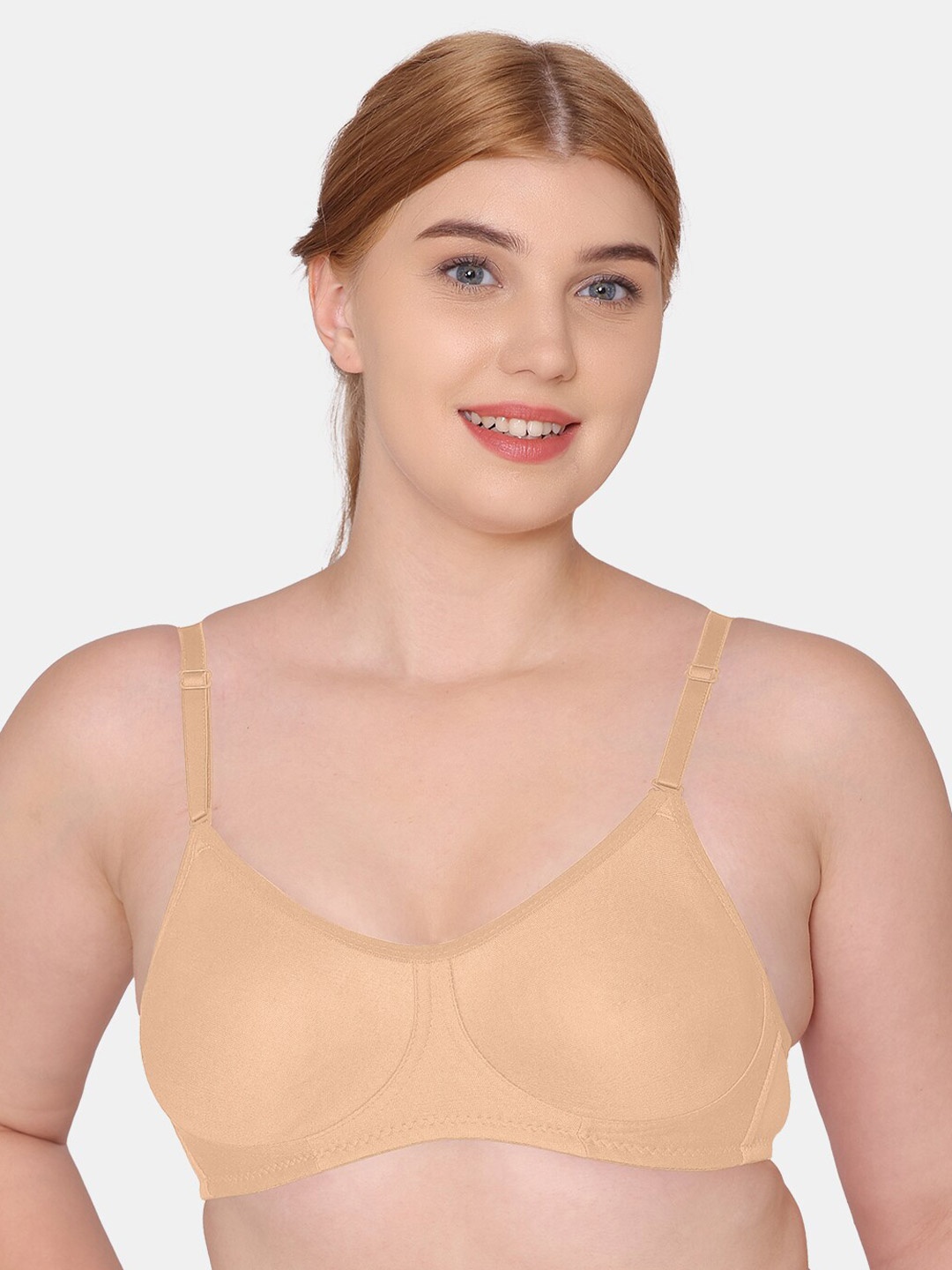 

KOMLI Full Coverage Non-Padded Cotton T-shirt Bra With All Day Comfort, Beige