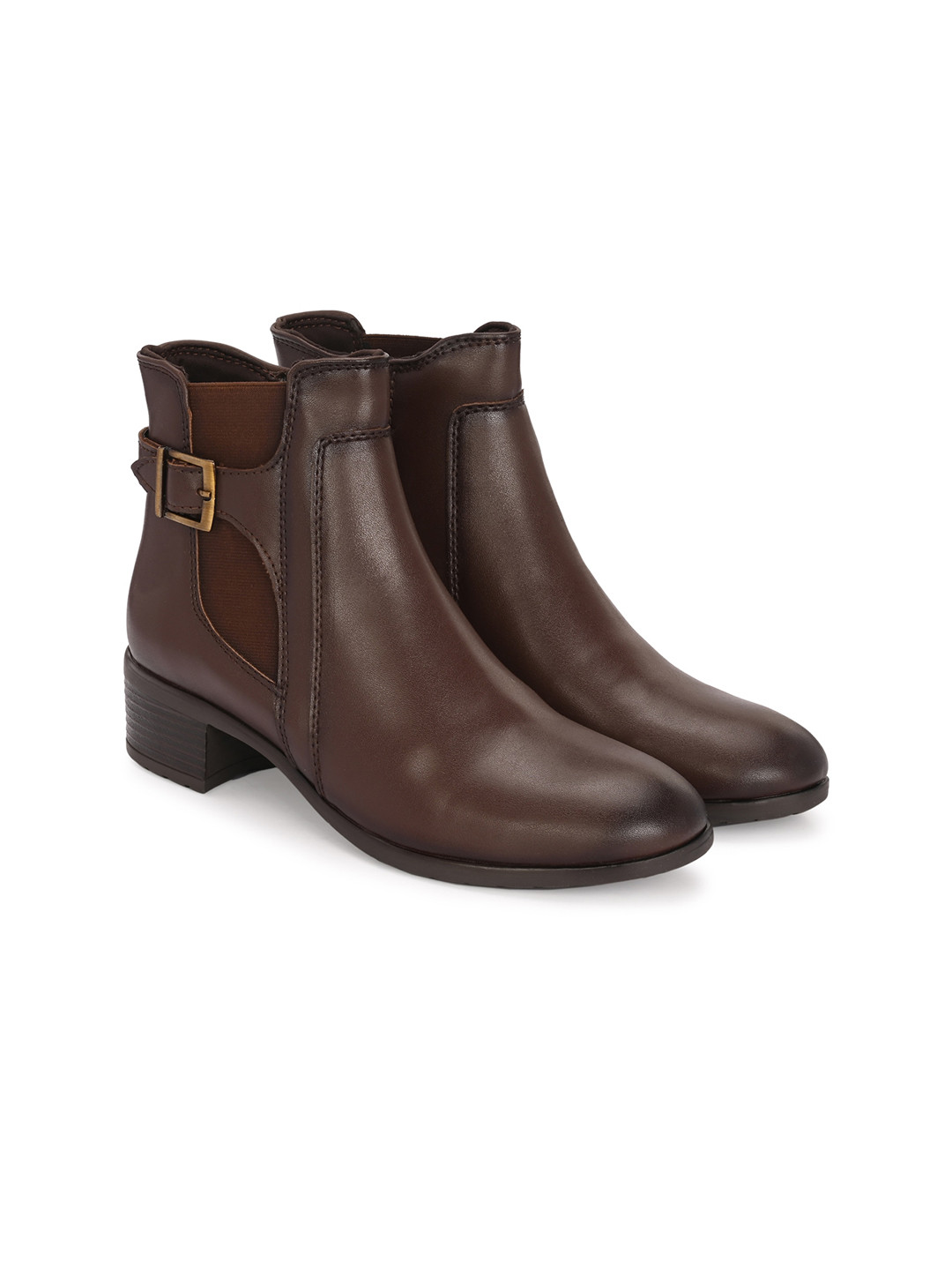 

Delize Women Mid-Top Ankle Block Heeled Chelsea Boots, Brown
