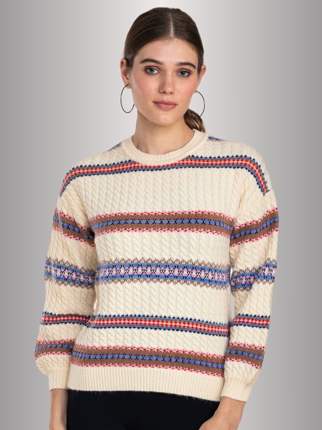 

Moda Elementi Striped Sweater, Off white