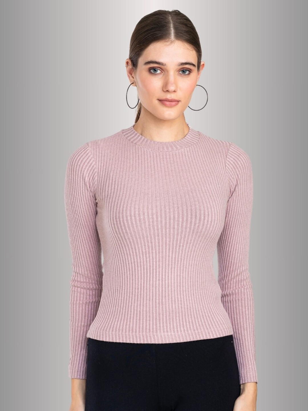 

Moda Elementi Ribbed Pullover, Pink