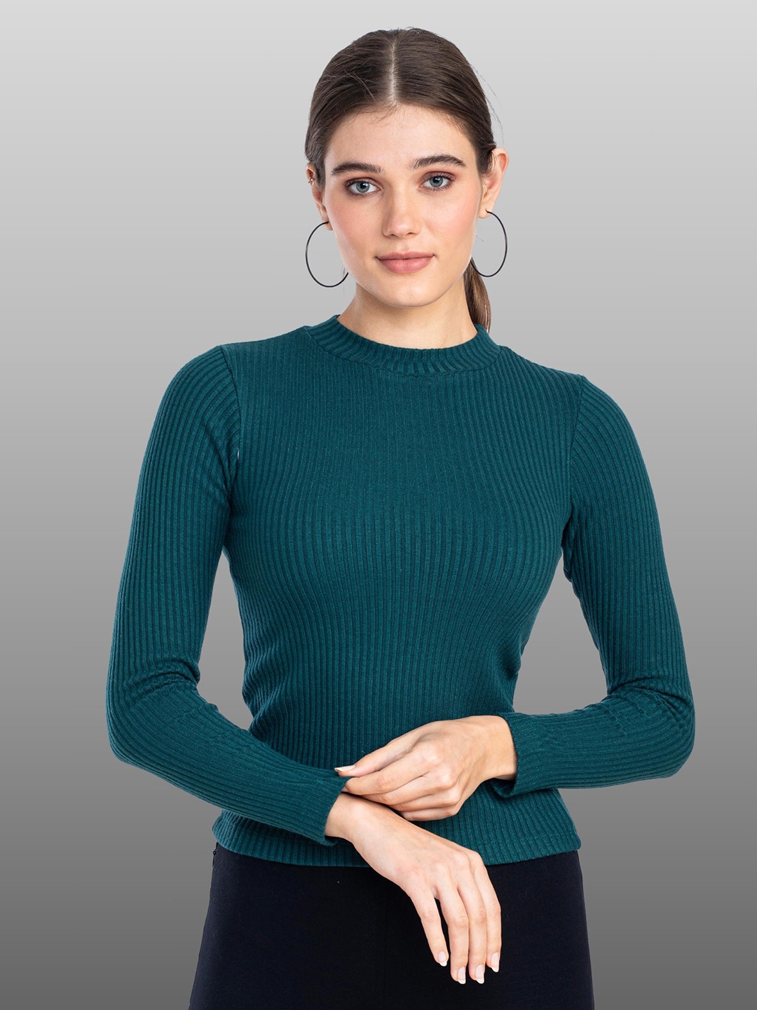 

Moda Elementi Ribbed Pullover, Green