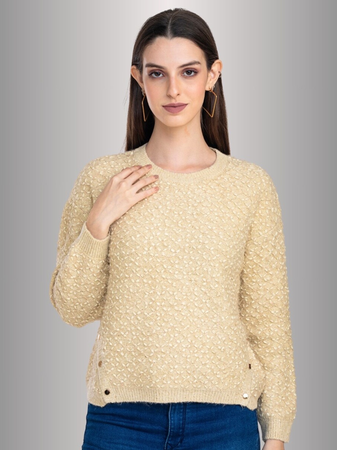 

Moda Elementi Floral Self Design Pullover, Yellow