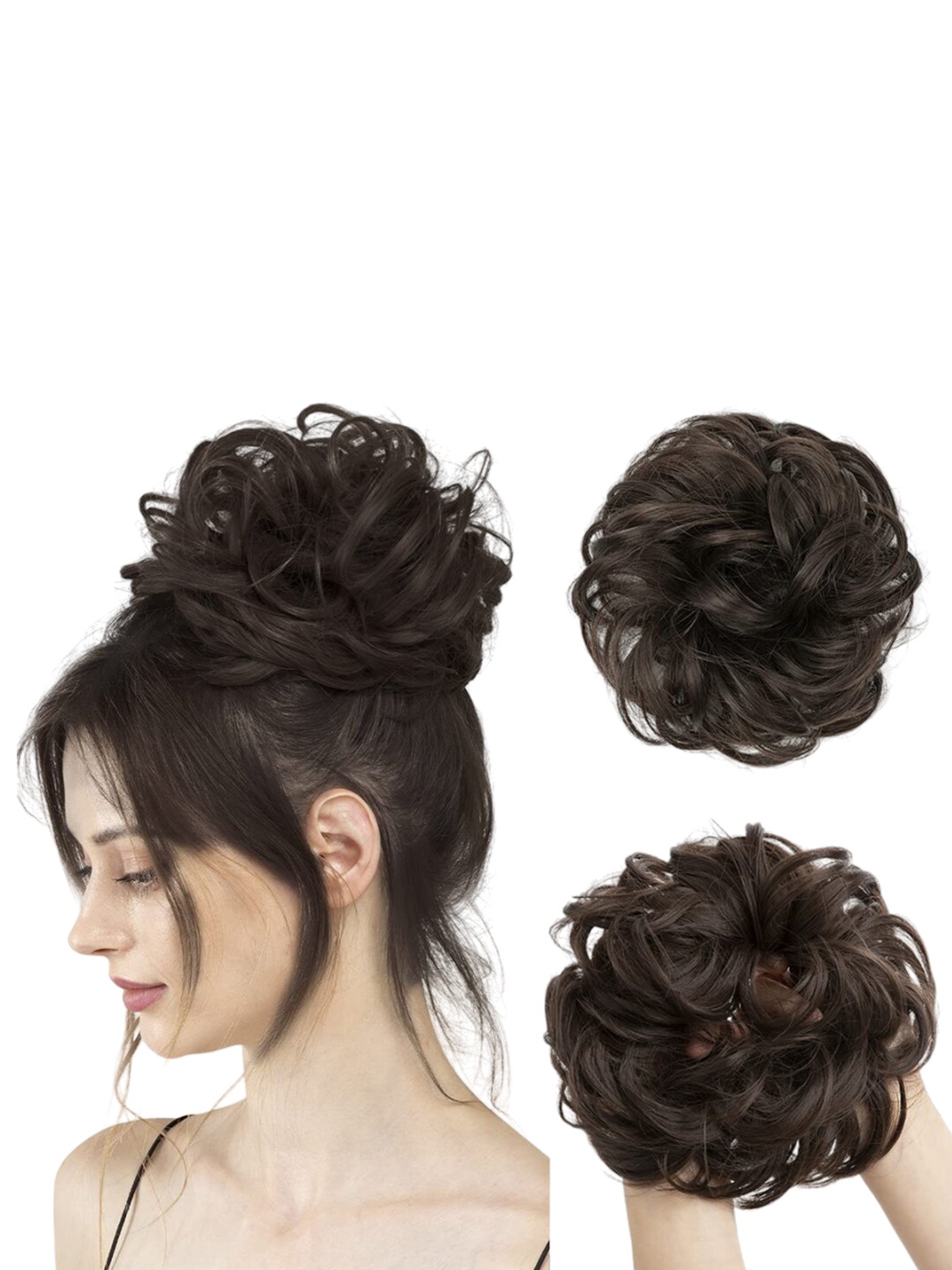 

VAGHBHATT Messy Curly Hair Bun Extension - Black