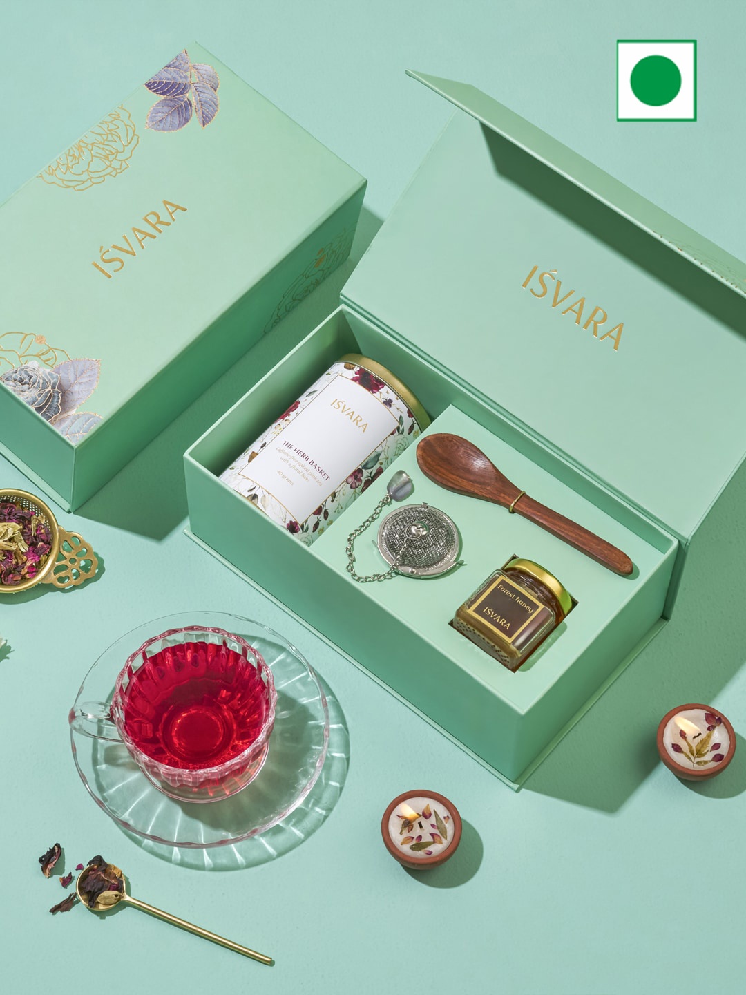 

ISVARA Tea Gifts Sets 850 Gm, Turquoise blue