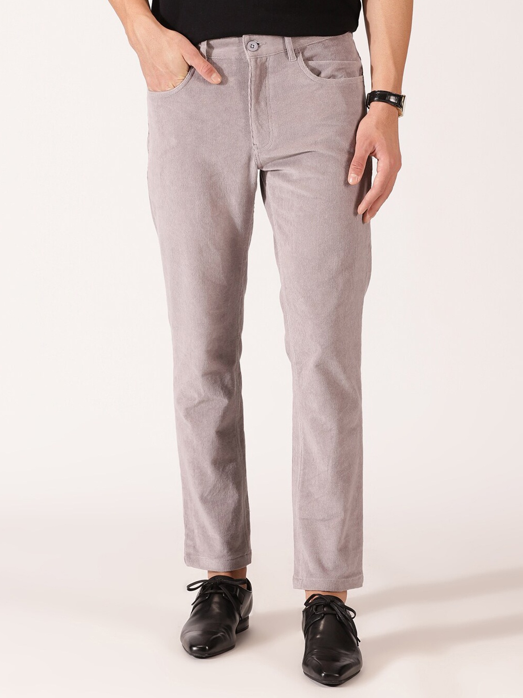 

Mast & Harbour Men Original Mid Rise Corduroy Chinos, Grey