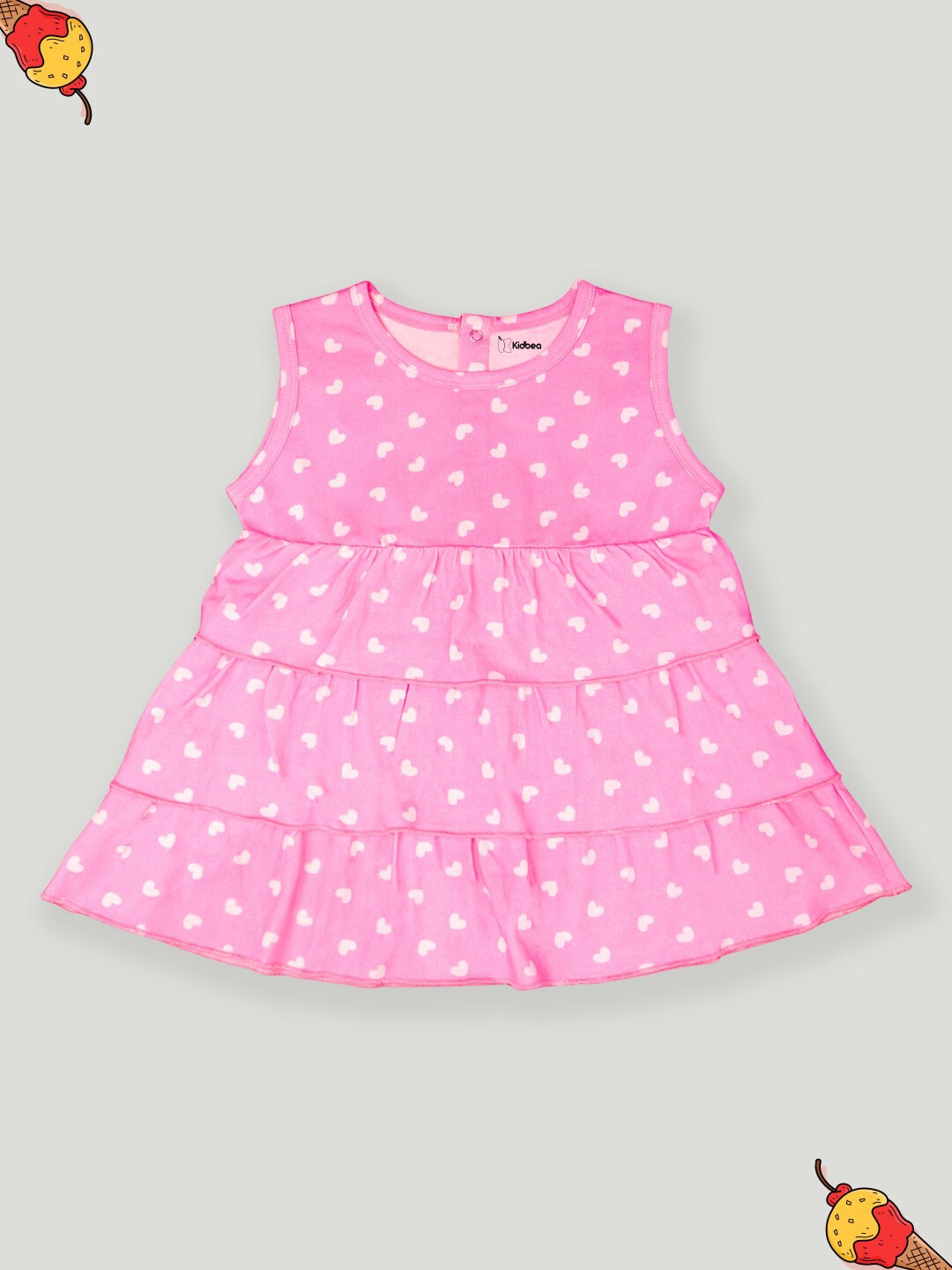 

Kidbea Girls Printed Organic Cotton Dress, Pink