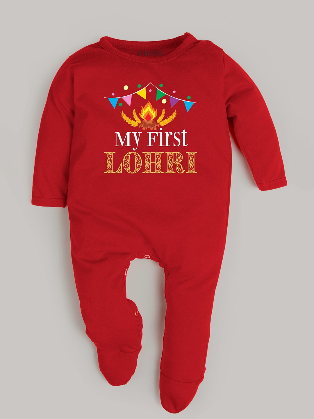 

FFLIRTYGO Kids Typography Printed Pure Cotton Sleepsuit, Red