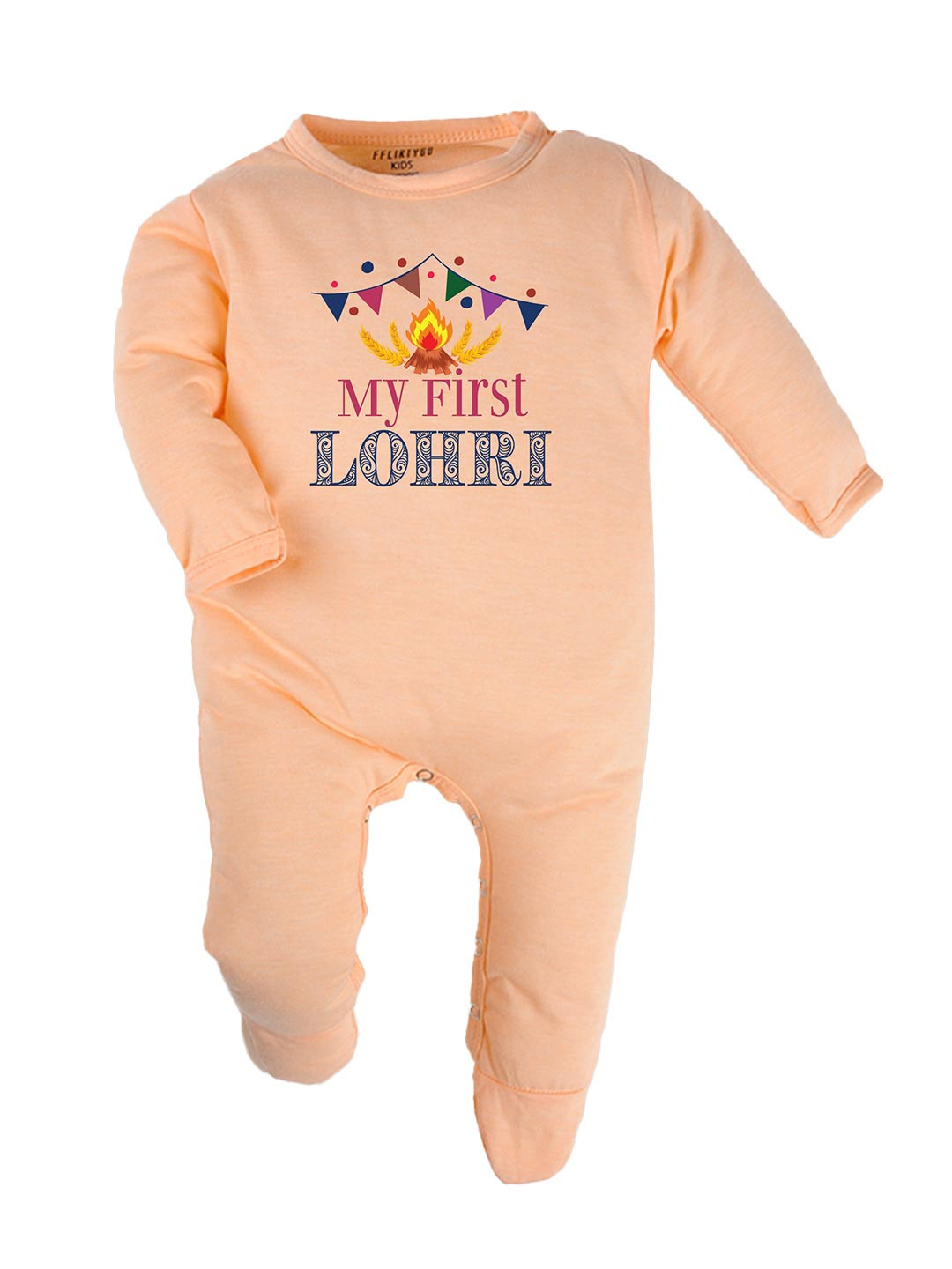 

FflirtyGo Infants Pure Cotton My First Lohri Sleepsuit, Peach