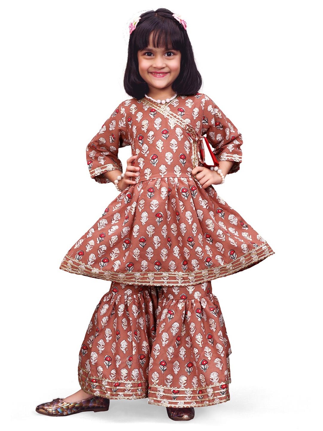 

BAESD Orange & White Print A-Line Dress