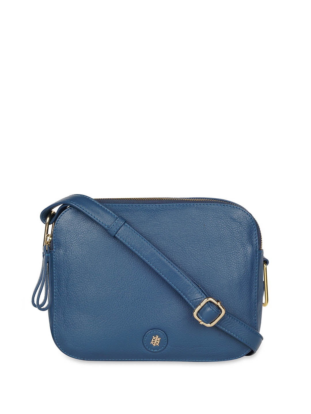 

Tortoise Textured Leather Sling Bag, Blue