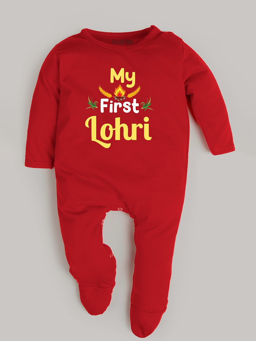 

FFLIRTYGO Infants Typography Printed Pure Cotton Sleepsuit, Red