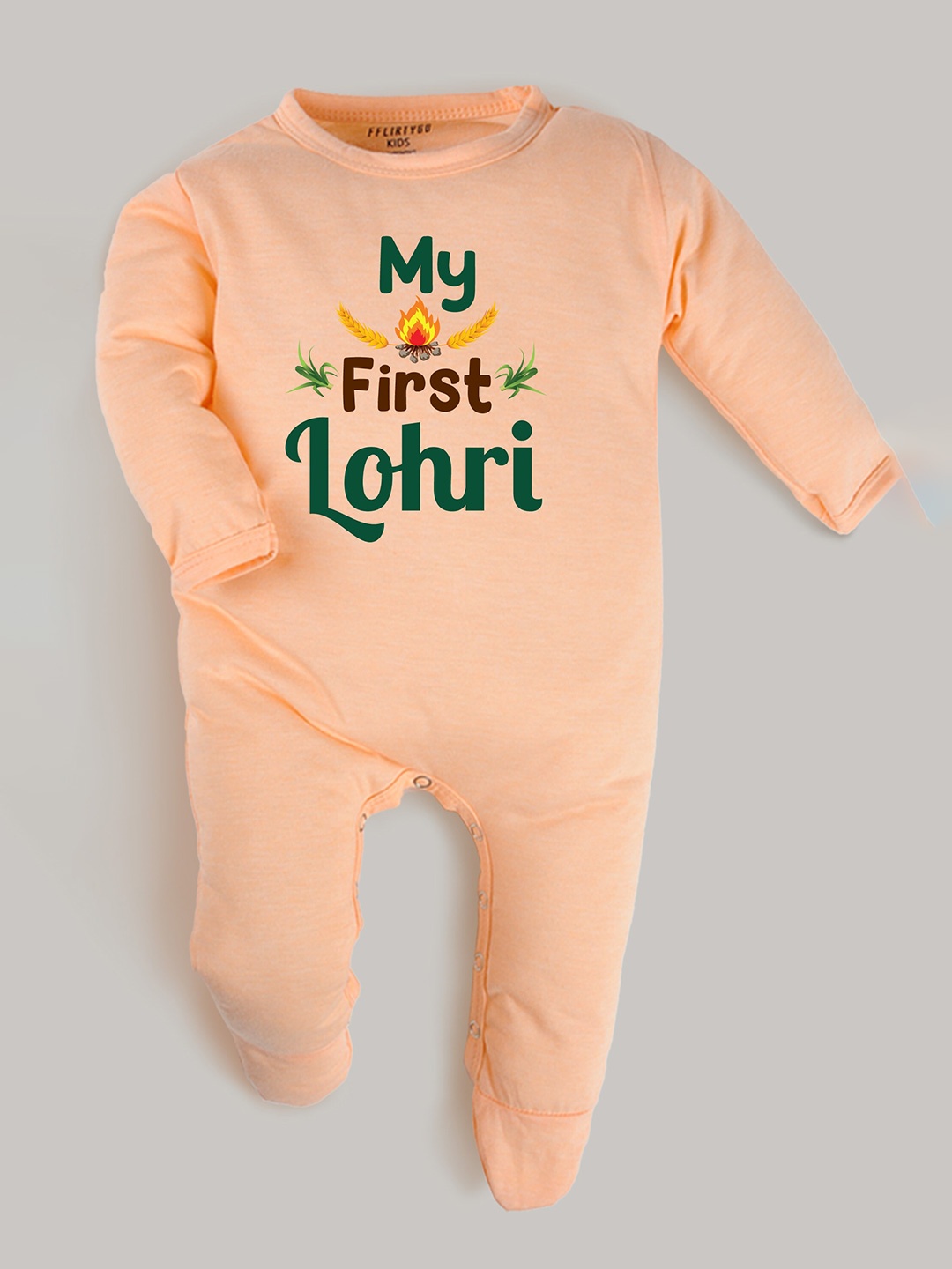 

FflirtyGo Pure Cotton Lohri Special Sleepsuit, Peach