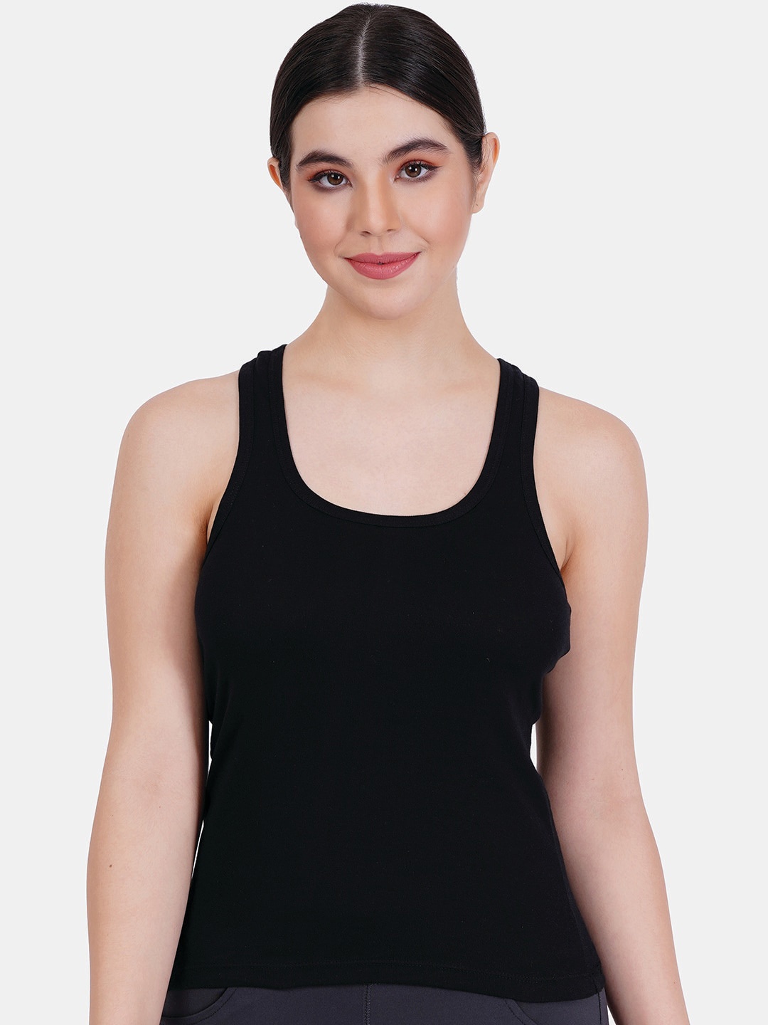 

Reveira Non Padded Sleeveless Stretchable T-Back Camisole, Black