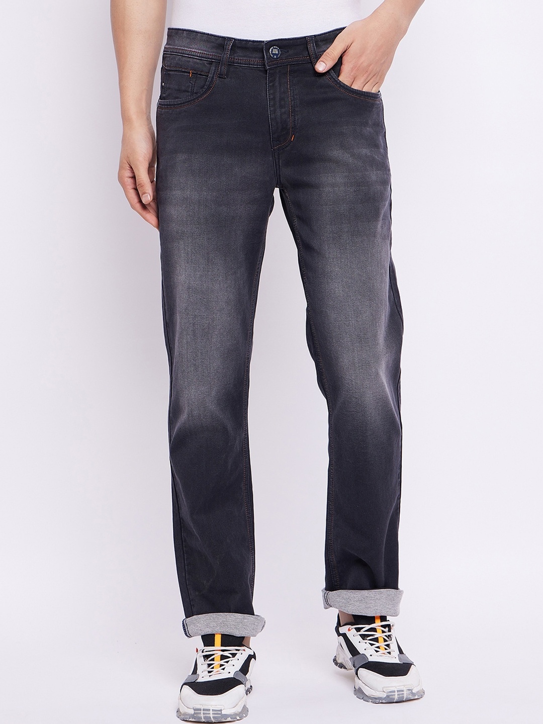 

Duke Men Slim Fit Heavy Fade Stretchable Cotton Jeans, Grey