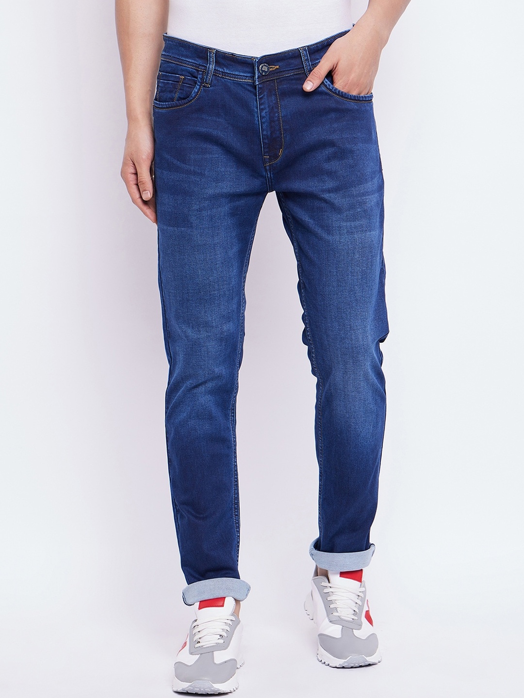 

Duke Men Slim Fit Heavy Fade Stretchable Cotton Jeans, Blue