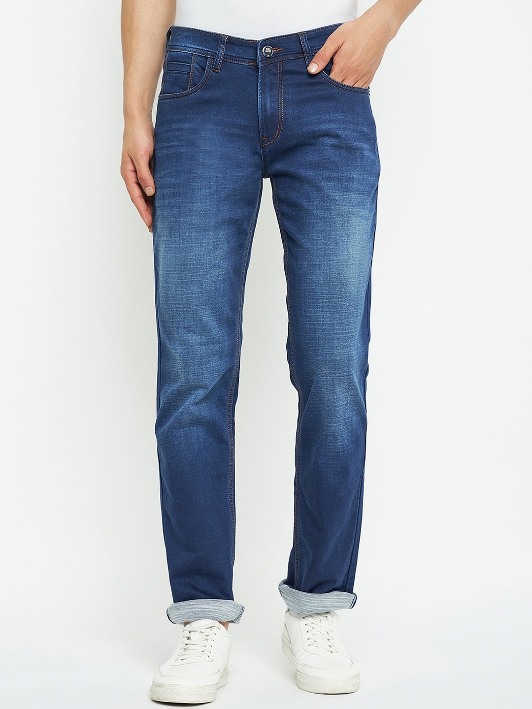 

Duke Men Slim Fit Heavy Fade Stretchable Cotton Jeans, Blue