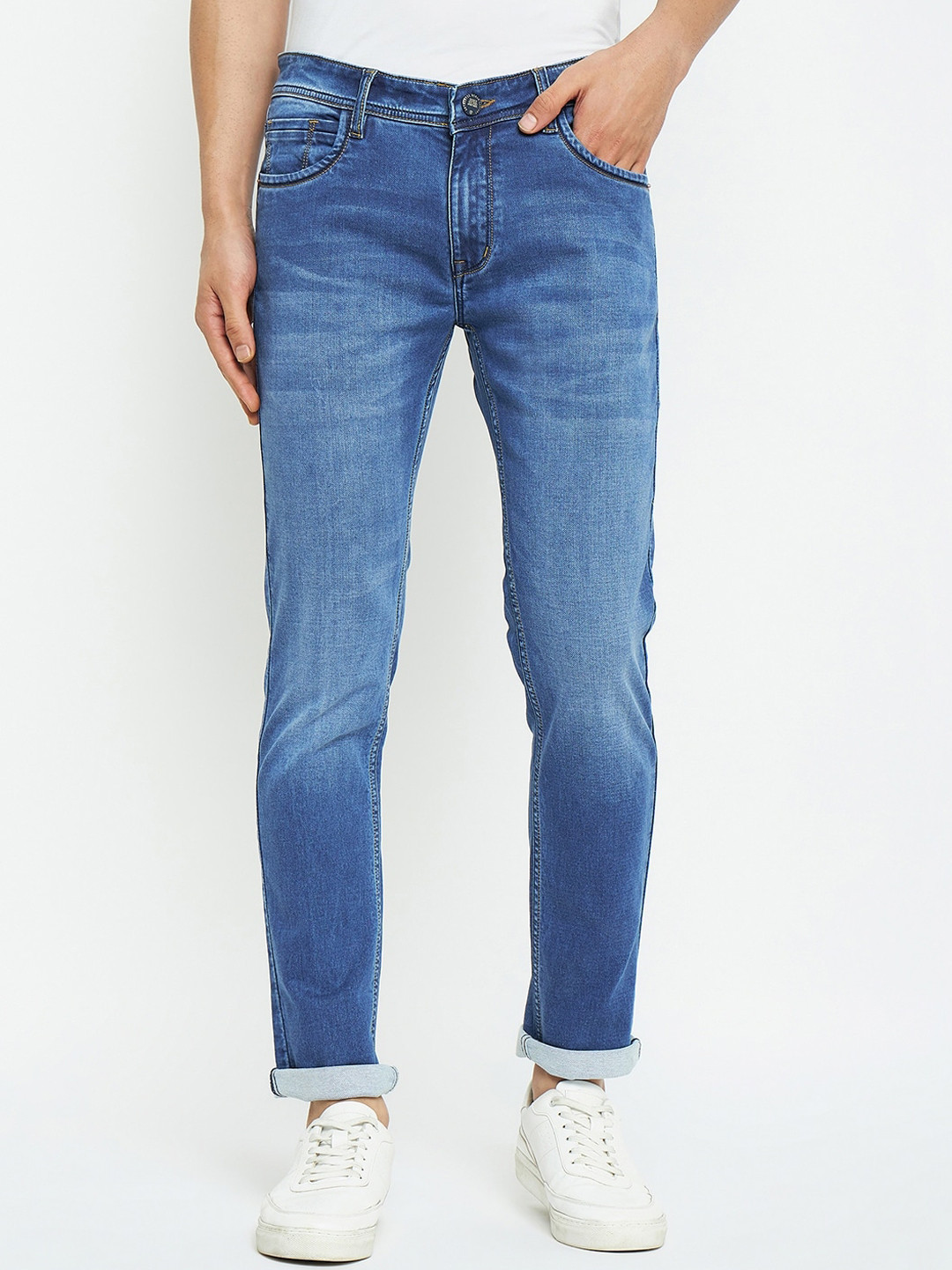 

Duke Men Slim Fit Heavy Fade Stretchable Cotton Jeans, Blue