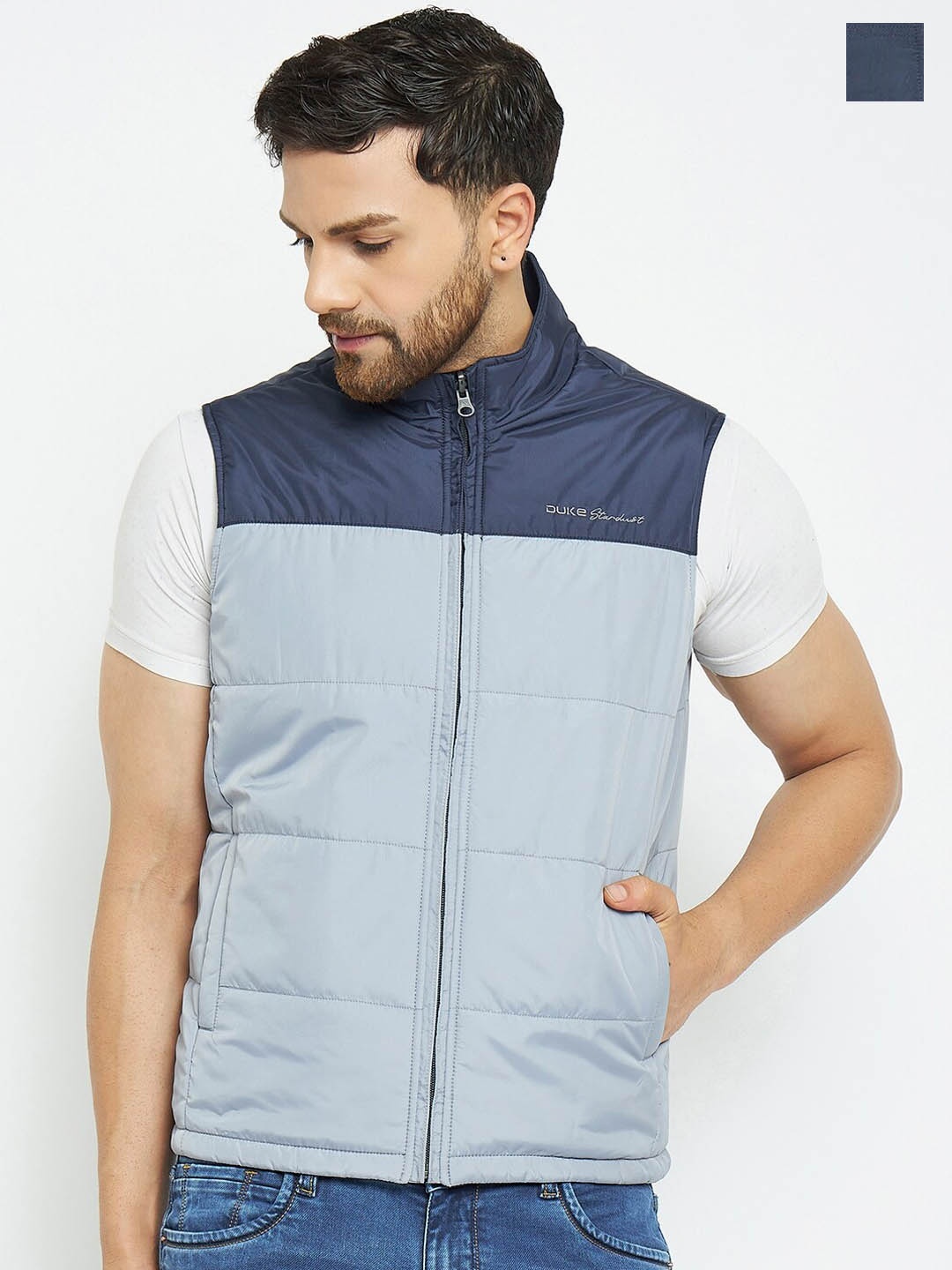 

Duke Sleeveless Bomber Jacket, Blue