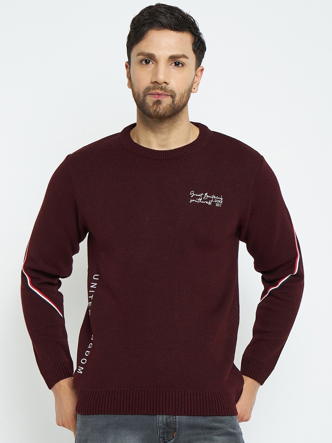 

Duke Round Neck Acrylic Pullover, Maroon