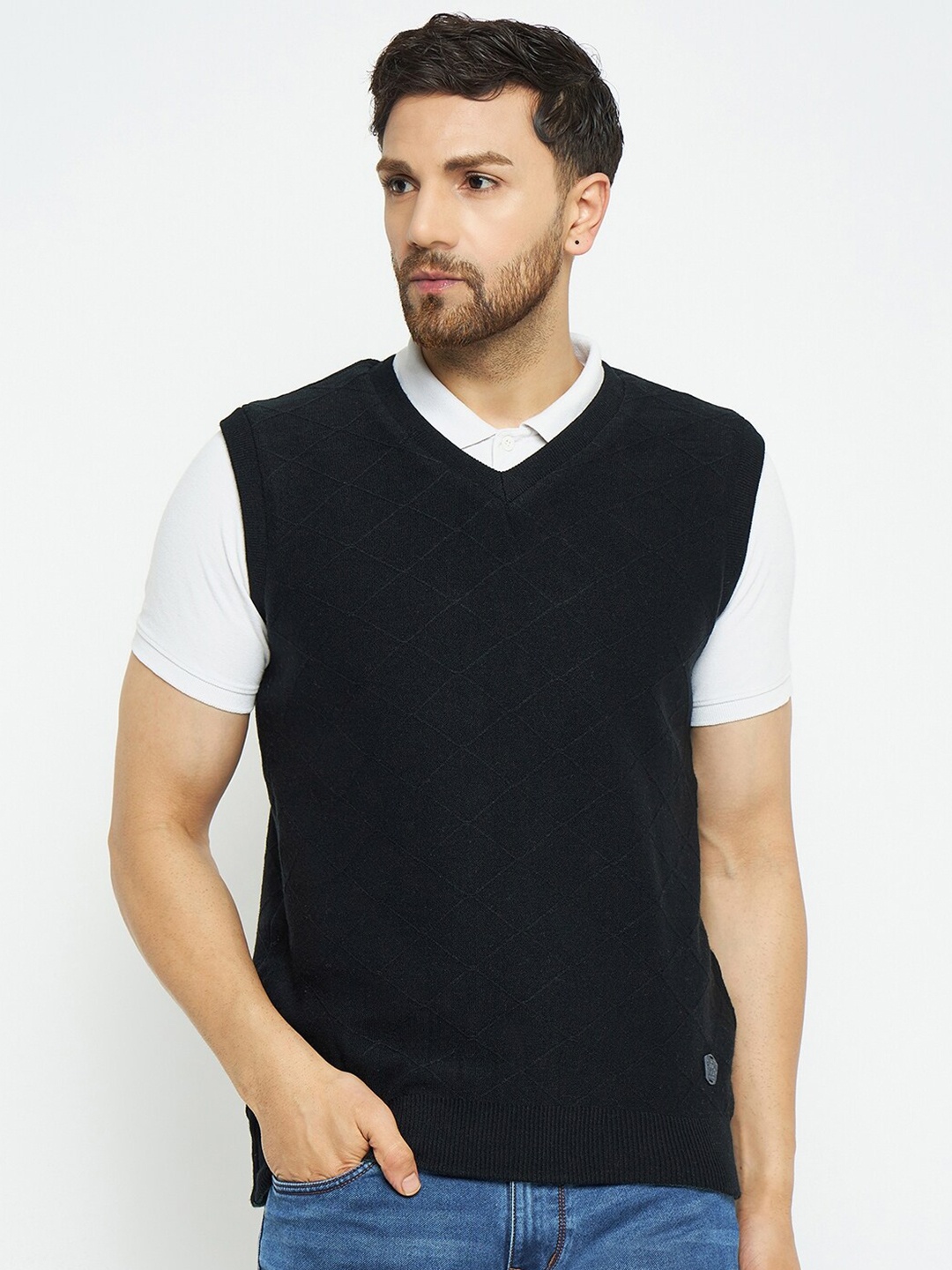 

Duke Striped Sleeveless Reversible Acrylic Sweater Vest, Green