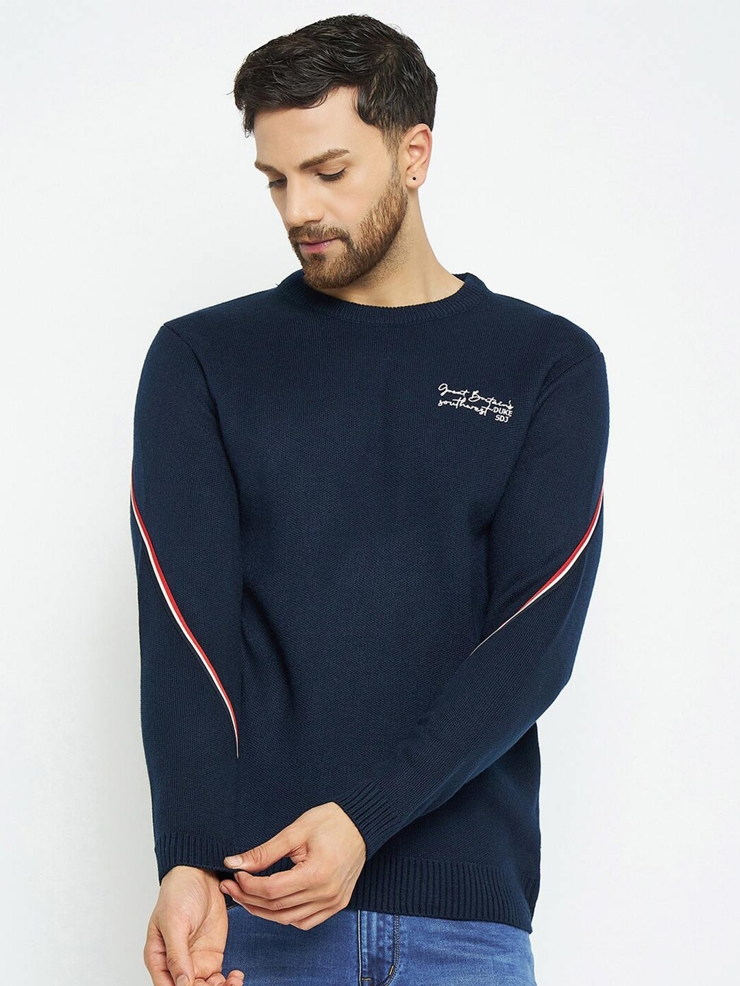 

Duke Round Neck Acrylic Pullover, Blue