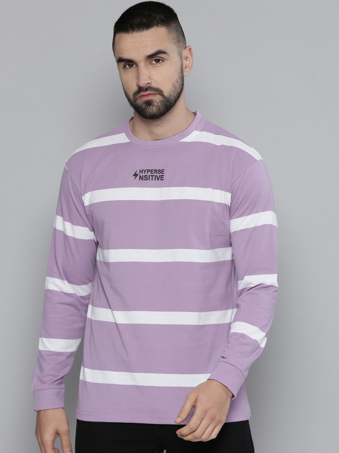 

Maniac Striped Oversized Cotton T-shirt, Lavender