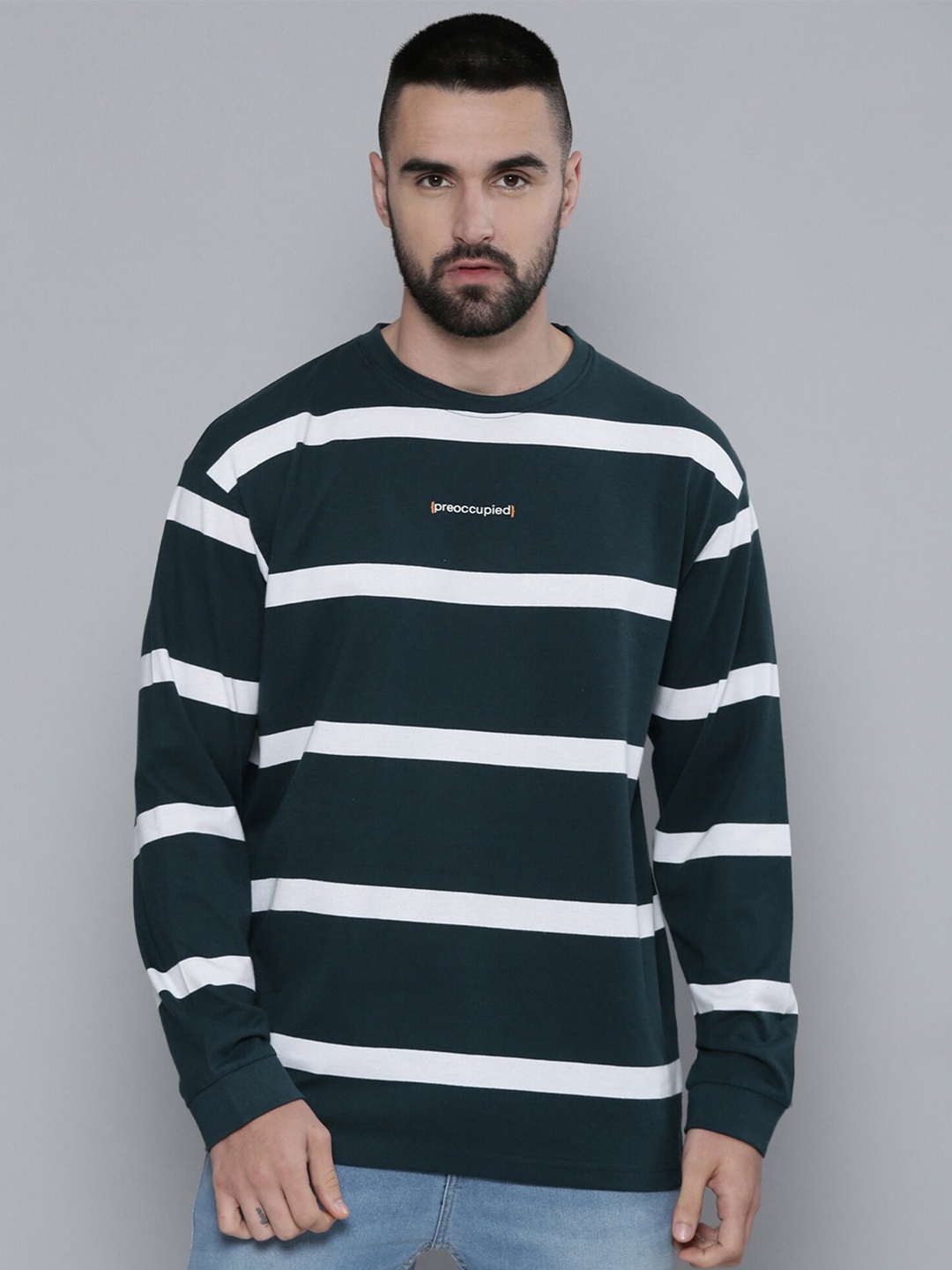 

Maniac Striped Oversized Cotton T-shirt, Green