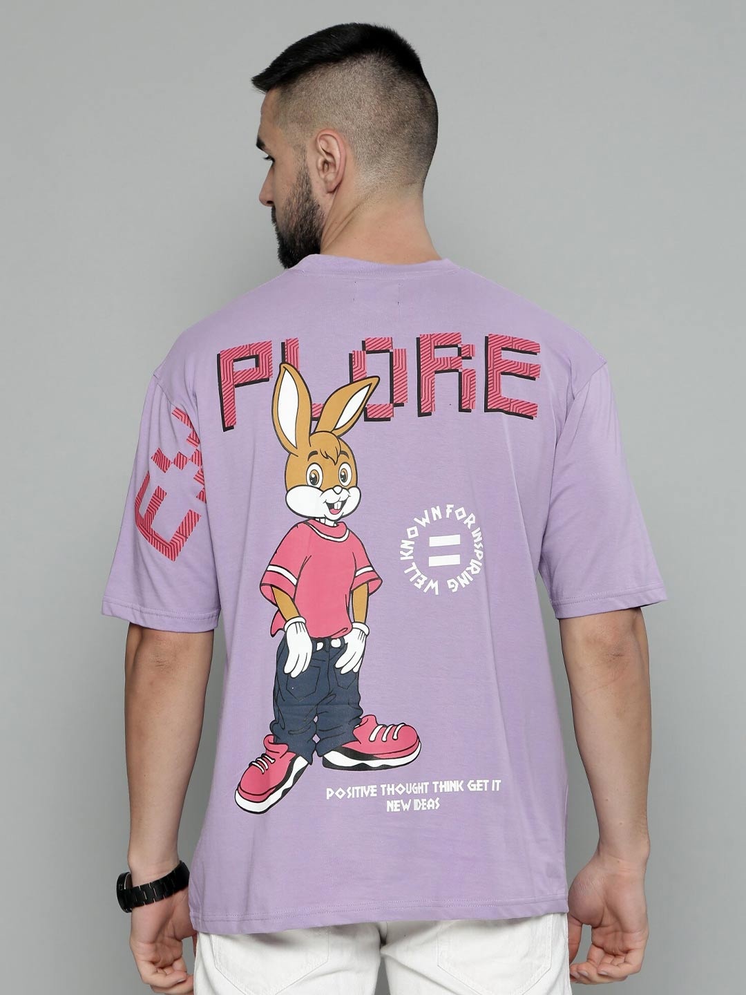 

Maniac Graphic Printed Oversized Cotton T-shirt, Lavender